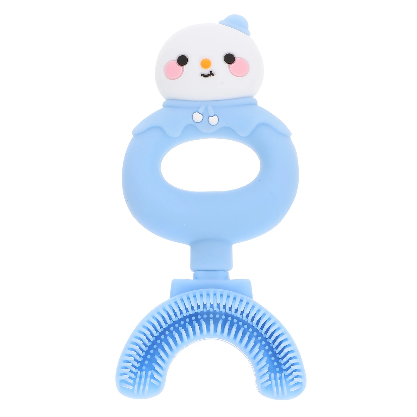 فرشاة أسنان للأطفال الصغار من السيليكون على شكل حرف U من كارتون ثلج، منظف أسنان يدوي ناعم للأطفال، قبضة مريحة، مستلزمات تنظيف الفم #2