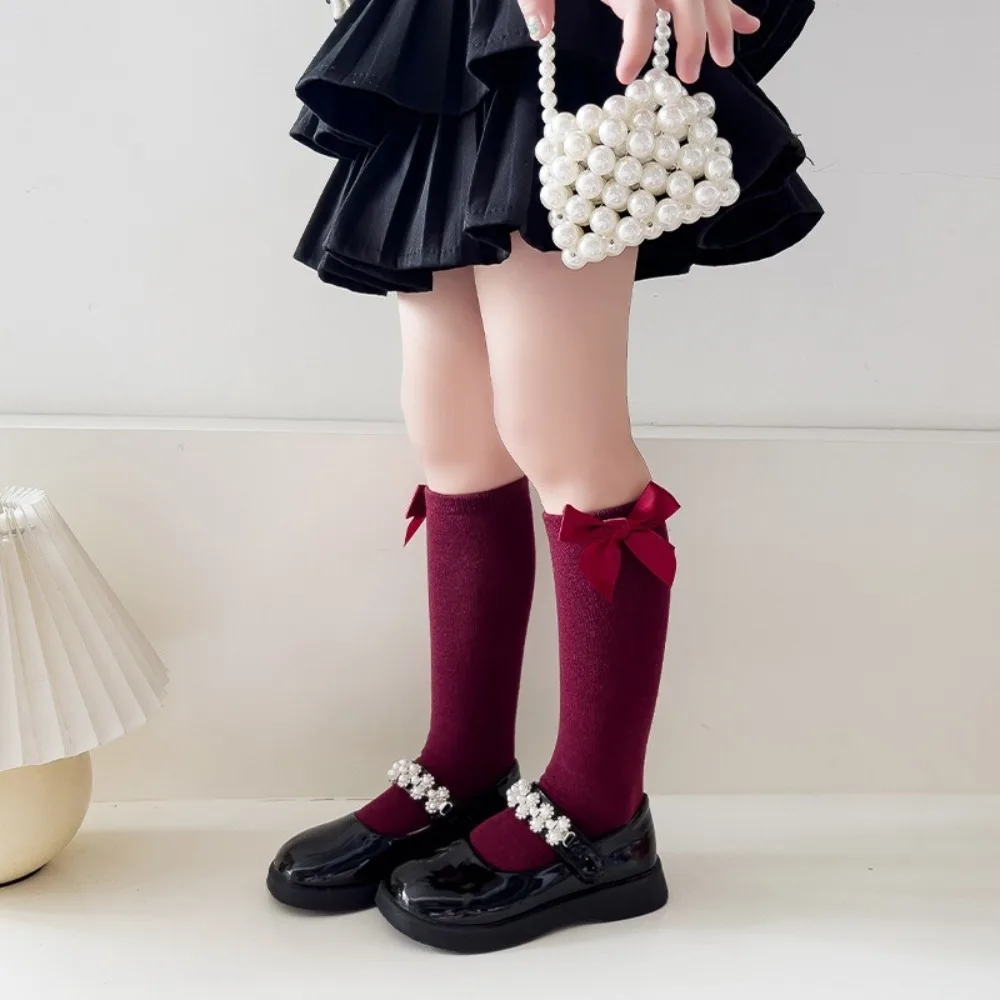 

New Breathable Winter Compression Stocking Bowknot Sweat-absorbing Red Socks Casual Y2K Female Hosiery Autumn Winter
