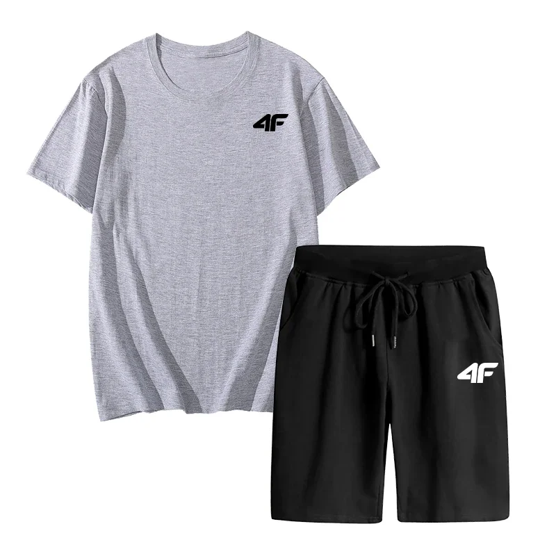 

Повседневный летний уличный мужской спортивный костюм, повседневная универсальная крутая свежая мужская футболка с принтом, спортивные шорты для бега, мужские спортивные шорты, модные комплекты