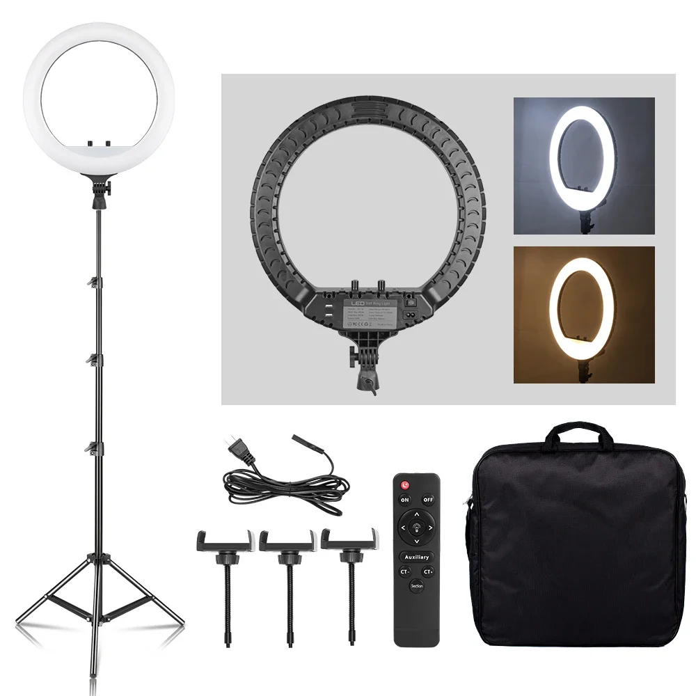 Ring Light 18 inch Dimmable Bi-Color Light Ring 36W LED Ring Light with Stand Lighting Kit for Vlog Selfie Makeup YouTube Camera