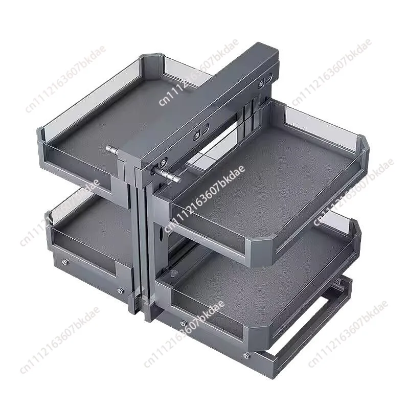 Multifunctional Built‑in Corner Pull Out Basket, Kitchen Cabinet Pull‑out Organizer Rack for Blind Corner Cabinet Space Saving