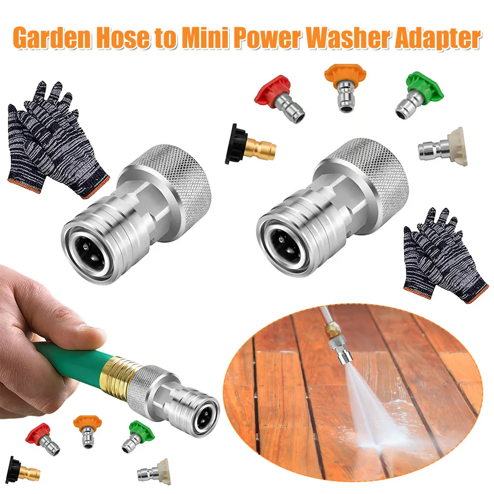 3/4 GHT To 1/4 Quick Connector Convert Water Hose To Power Washer Connector for Car Wash & Outdoor Cleaning