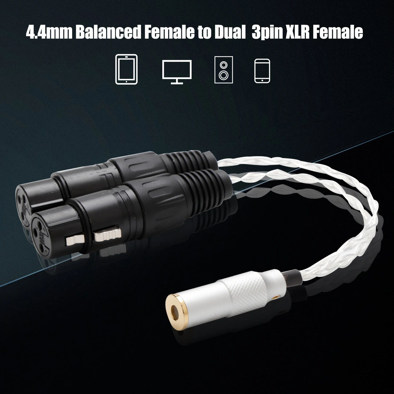 

hifi 7N OCC Silver 4.4mm Female to 3pin XLR Balanced Male Audio Adapter Cable 4.4 TRRRS TO XLR Connector