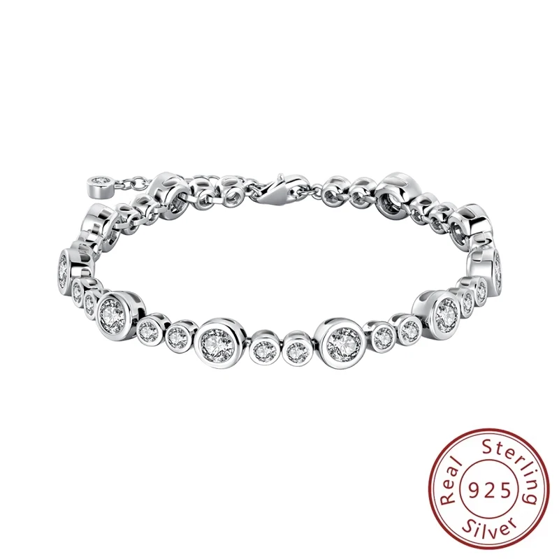 

Original 925 Sterling Silver Bracelet Bangle Shining Zircon Charms Bracelets For Woman Wedding Jewelry Anniversary Birthday Gift