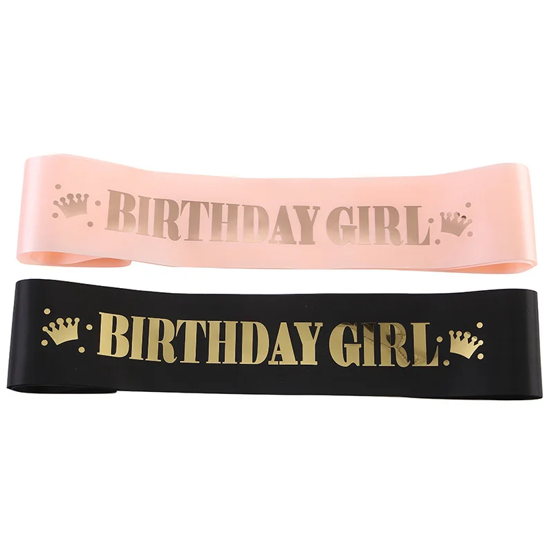 Fashion Birthday Strap Etiquette Belt Bronze Crown Printed Belt BIRTHDAY GIRL Party Supplies Birthday Wishes Gifts for Girls