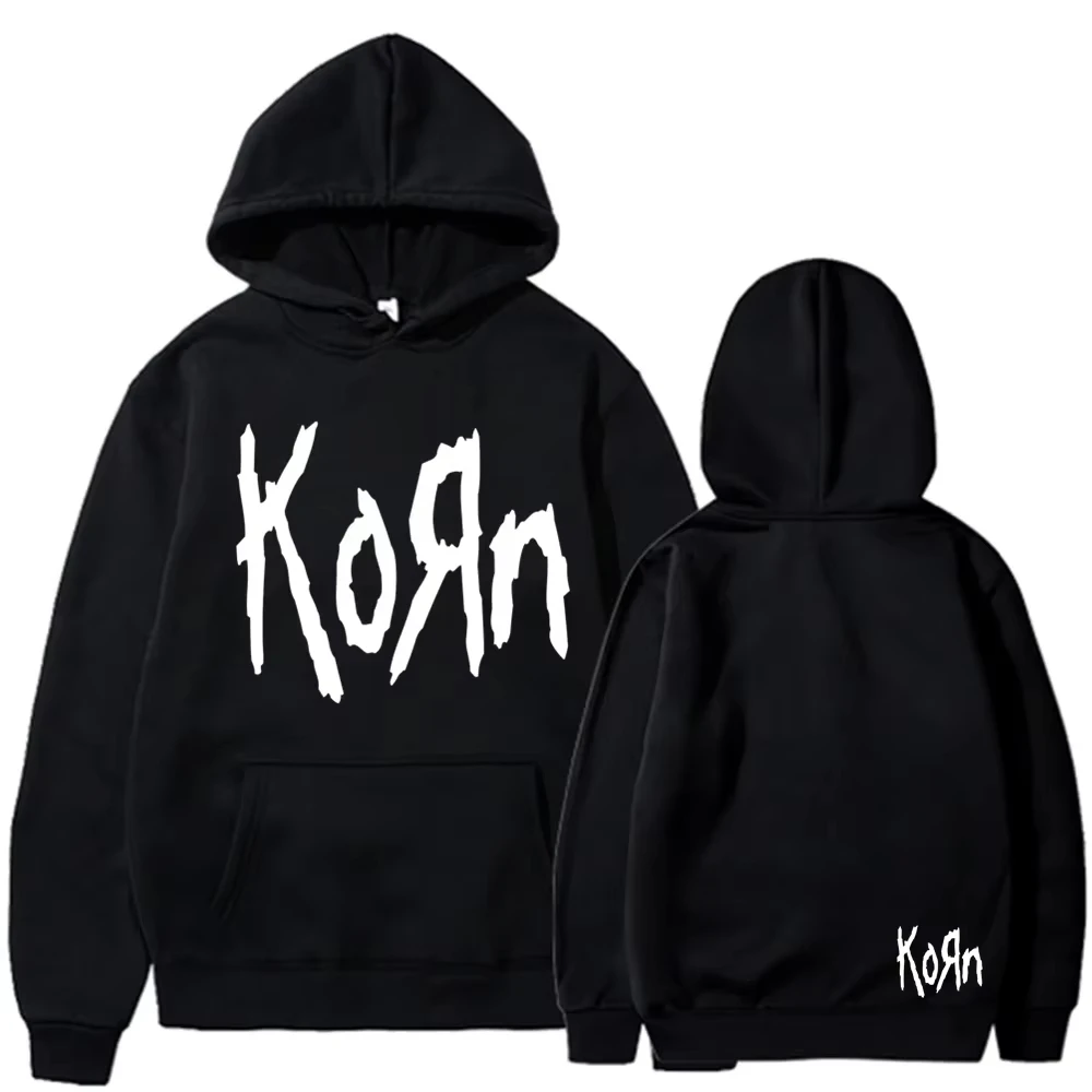 Korn Rock Band Buchstaben-Hoodie für Männer und Frauen Hip-Hop Harajuku Kapuzenpullover Freizeit High-Street Sweatshirt Herbst Winter Unisex Sweatshirts