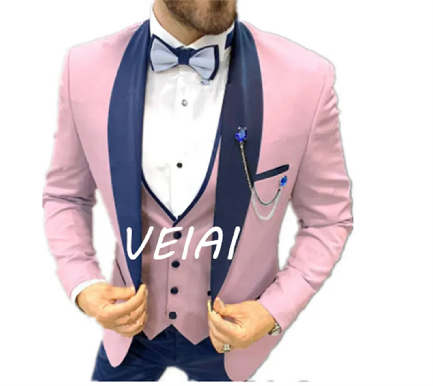 Customized Men's Suit Shawl Lapel Groom Tuxedos Jacket Blazers Halloween Costume Elegant For Luxury Man Suit's For Wedding