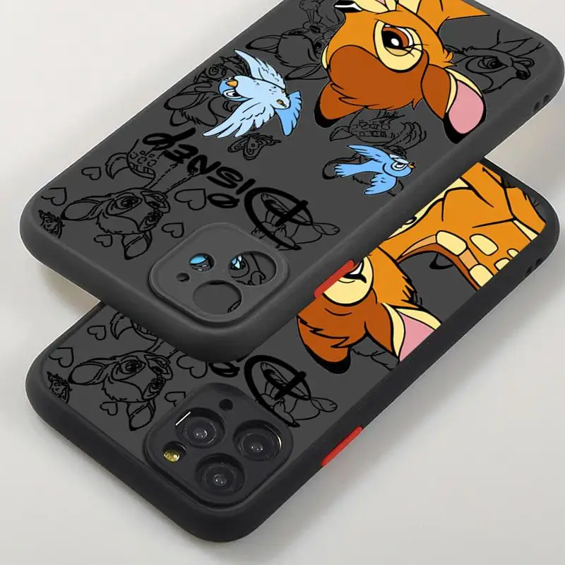 Disney Bambi Deer Matte Case For Apple iPhone 11 13 15 14 Pro Max 12 Mini 7 8 Plus XR X XS SE 6 6S TPU Shell Black Phone Cover