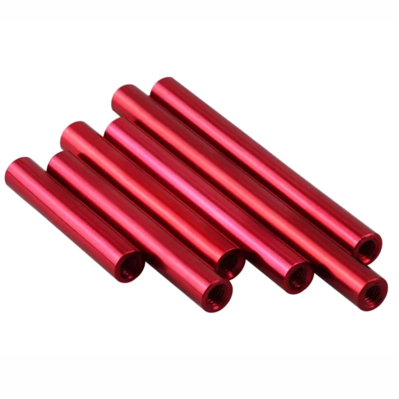 10pcs M2 M2.5 M3 Anodized Red Aluminum Round Standoff Spacer Thread Sleeve Rod Bar Stud Length 6-100mm For Drone Accessory Nuts
