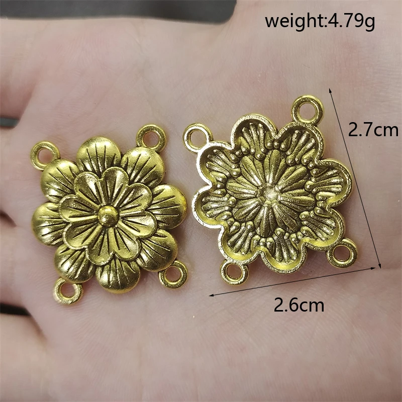 10pcs Dreamcatcher Tibetan Silver Bronze Flower Series Hollow Out Pendant DIY Making Sweater Chain Jewelry Connectors Wholesale