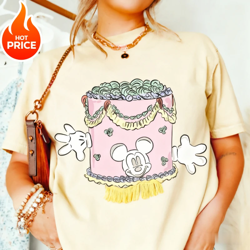 ديزني ميكي ماوس 2026 صبي فتاة تيشيرت صيفي الأسرة الوالدين والطفل ارتداء المتضخم عادية الرجال النساء قصيرة الأكمام تي شيرت Y2k #2