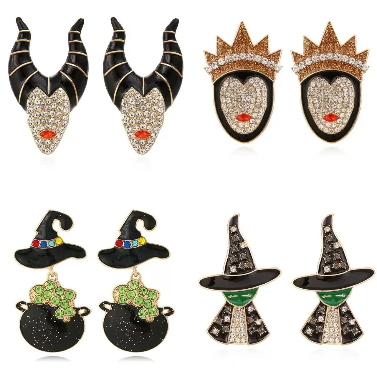 Exaggerated Rhinestone Characters Earrings for Woman 2025 Halloween Earrings Jewelry Party Casual