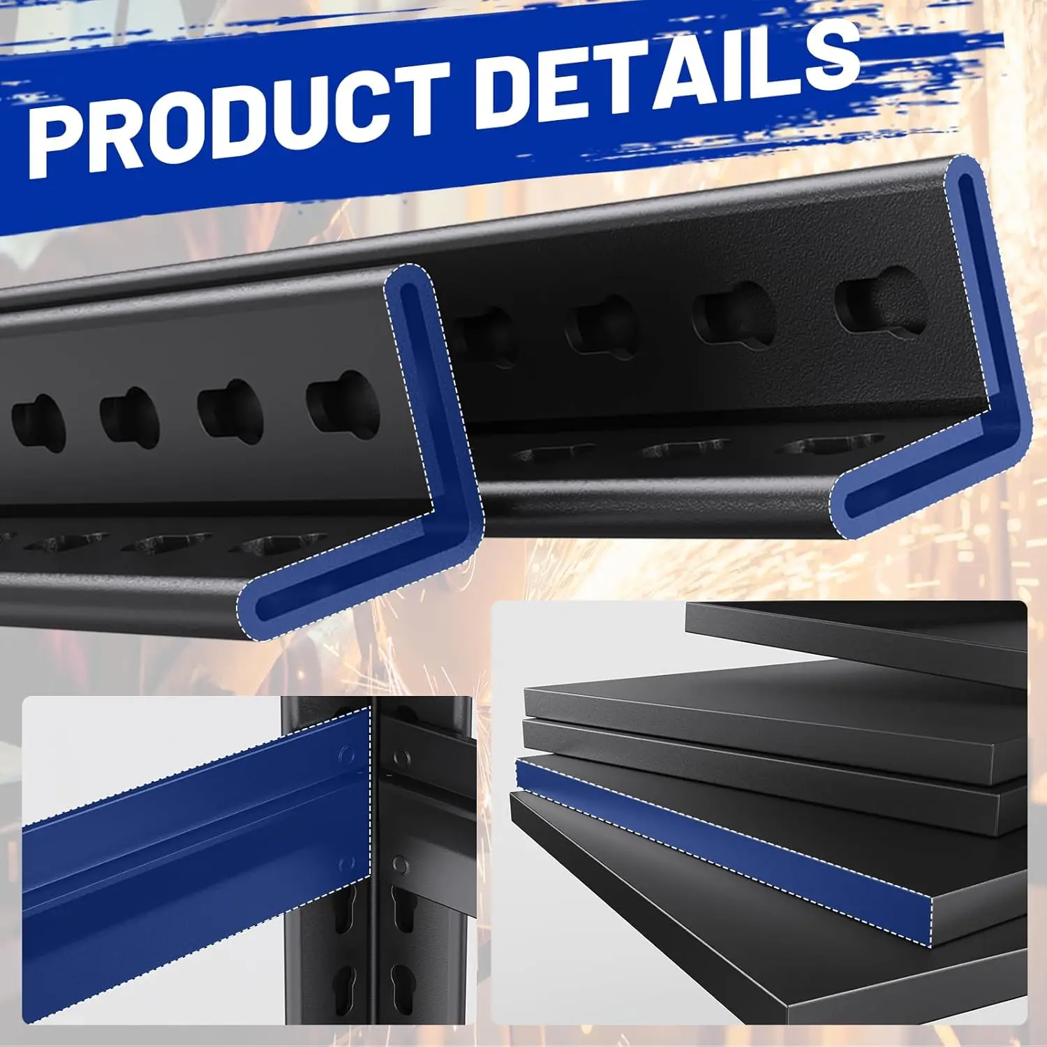 Гаражные стеллажи 72 дюйма, 2500 фунтов, сверхмощные стеллажи, регулируемые металлические полки 5 т, гаражные полки для хранения вещей 35,4 дюйма