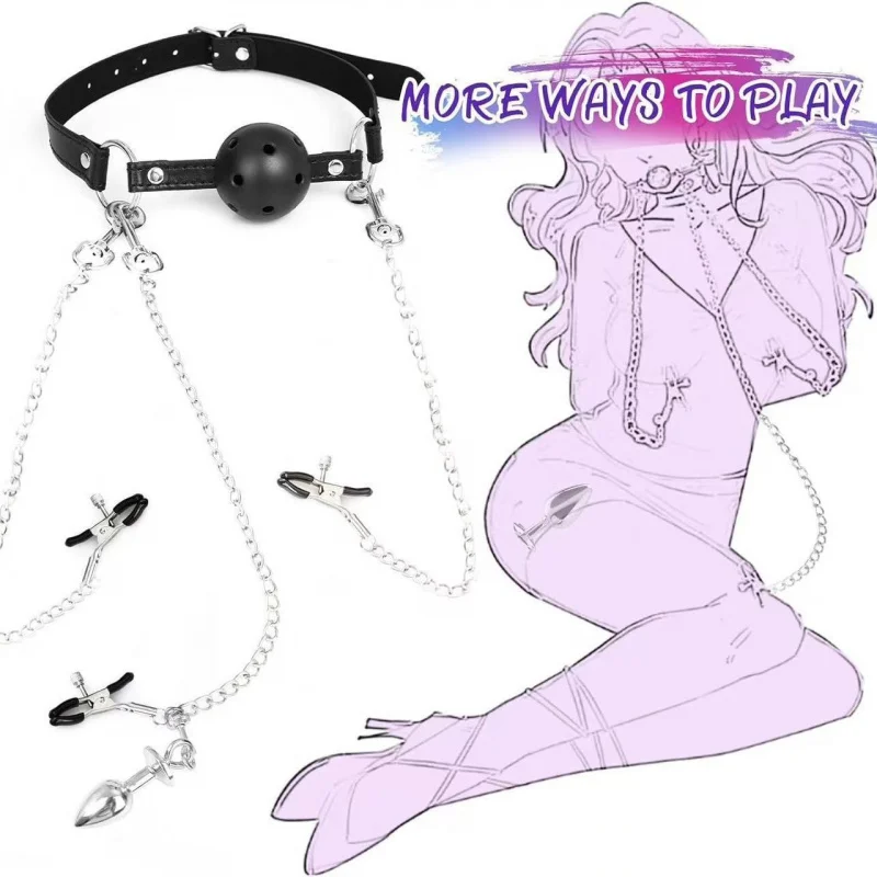 Volwassen SpeelgoedSM Mond Tepelklem Anale Plug Vrouwelijk Gebruik Keten Mi Mi Speelgoed Flirten