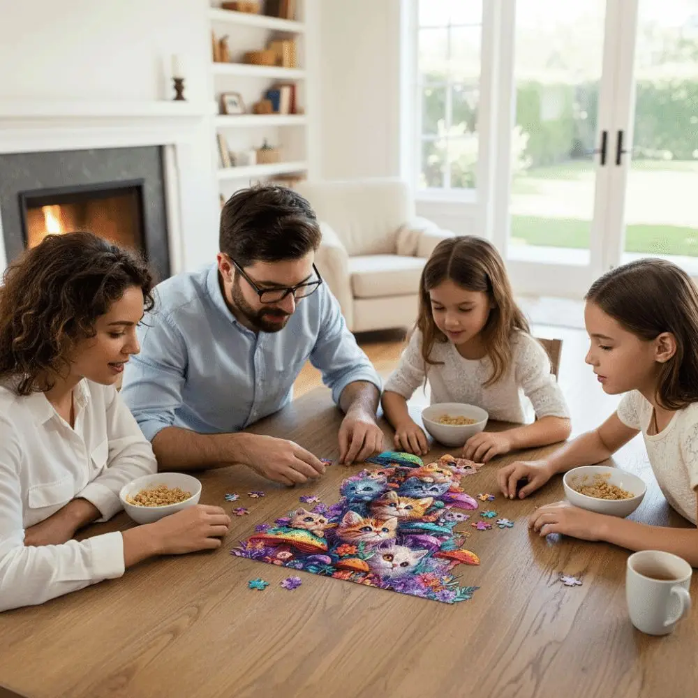 動物柄猫パズルかわいいキノコ脳を燃やす大人の木製パズル DIY おもちゃ不規則な形猫木製ジグソー友人ギフト