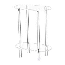 Acrylic Small Table 2 Tiers Anti Slip Clear End Table Compact Easy Assembly for Hallway Bathroom Office Farmhouse Living Room