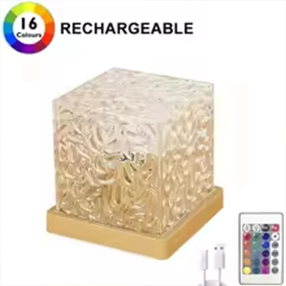 RGB 16Colors Ocean Wave Aurora Projector Night Light With Remote Control Rechargeable Table Lamp For Home Bedroom Decoration Use