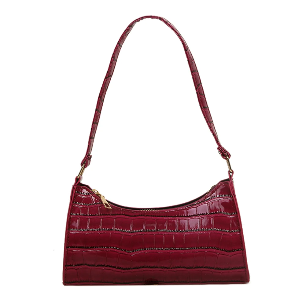 

Female Alligator Underarm Handbag PU Leather Pouch Solid Color Messenger Bag Shoulder Ladies Daily Supplies