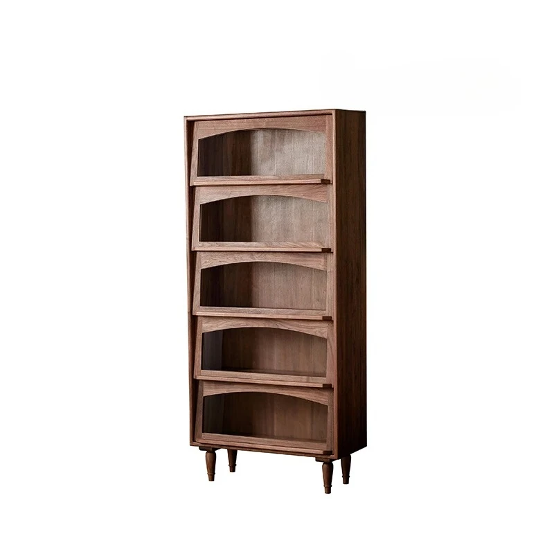 Nordic Solid Wood Antique Bookcase Household Minimalist Storage Cabinet