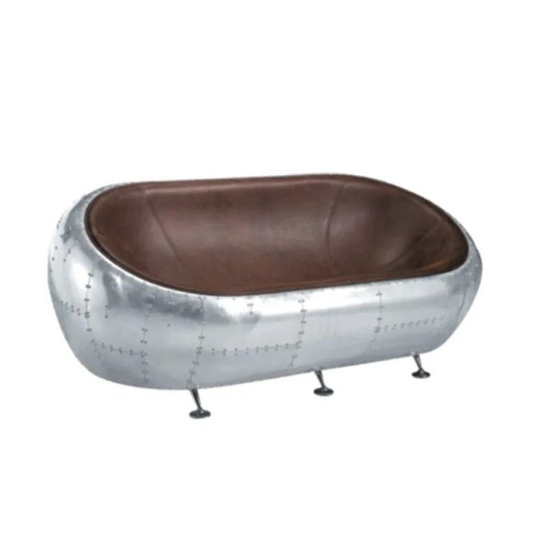Industrial style aluminum leather spoon double personality retro KTV bar rivet sofa chair