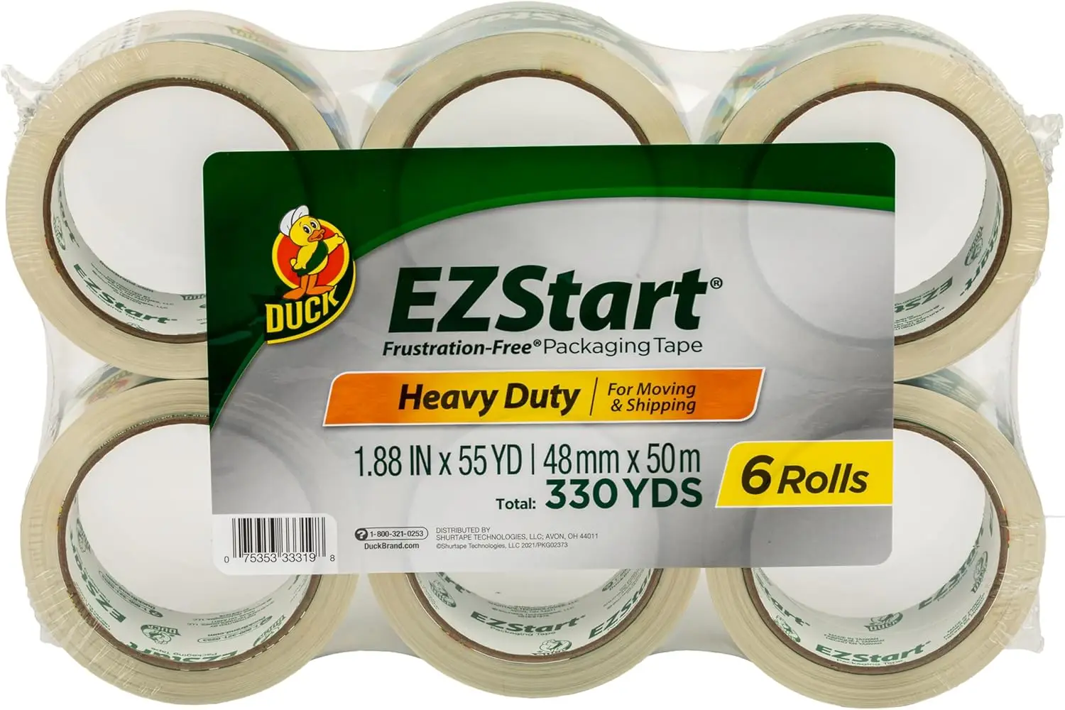 

EZ rt Clear Packing Tape Refills - 6 Rolls of Quiet Easy rt Packaging Tape for Boxes, Shipping, Moving & Storage - 1