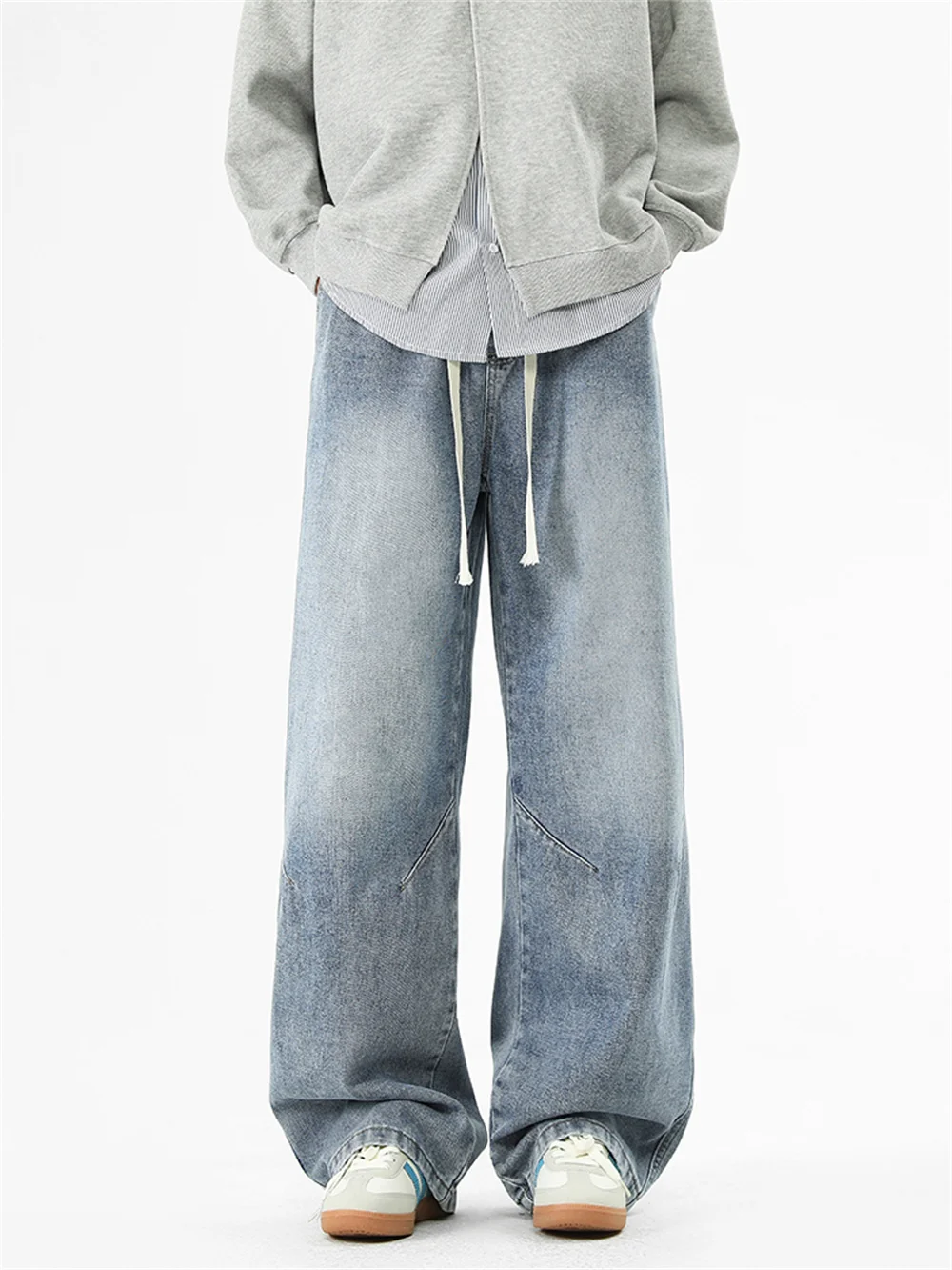 جينز أمريكي واسع الساق للرجال للربيع والصيف، فضفاض جديد، ريترو، مستقيم الساق، كاجوال وعصري واسع الساق #4