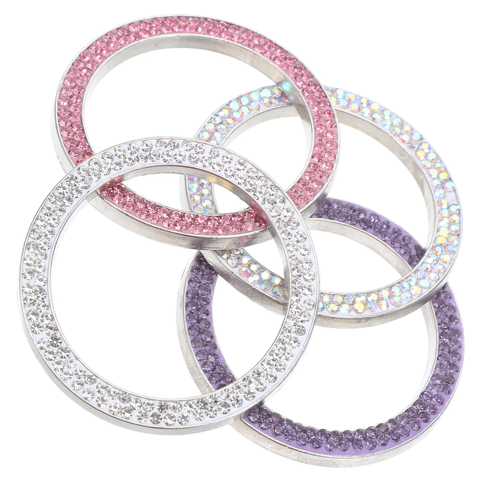 

4Pcs Car Start Button Cover Sparkly Rhinestone Engine Push Ring Protective Decoration Bling Ignition Button Accessories Interior
