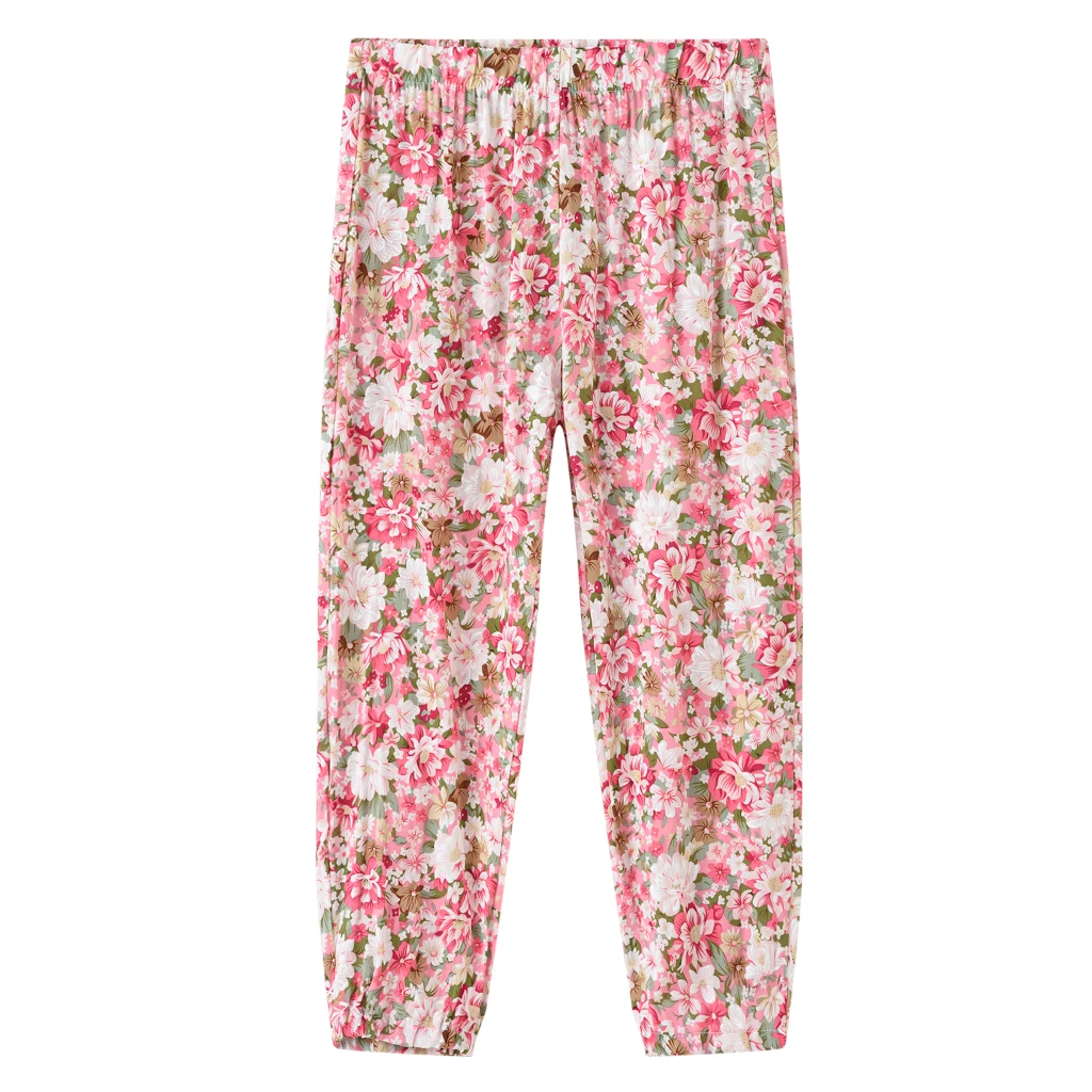 New thin mosquito-proof pants for girls in summer are cute printed with solid color breathable casual bloomers and harem pants