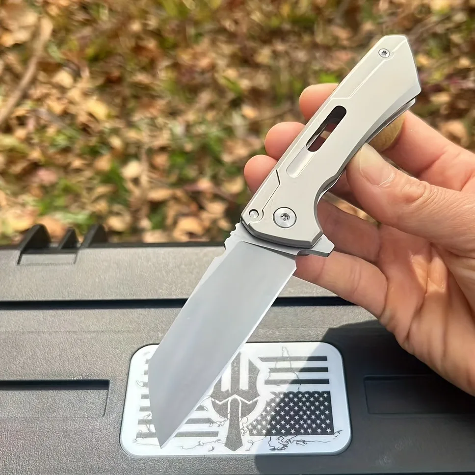 Pocket High Quality All Steel CNC Ball Bearing Folding Knife D2 Tanto Blade EDC Knives Outdoor Camping Hunting Tool Gift Box