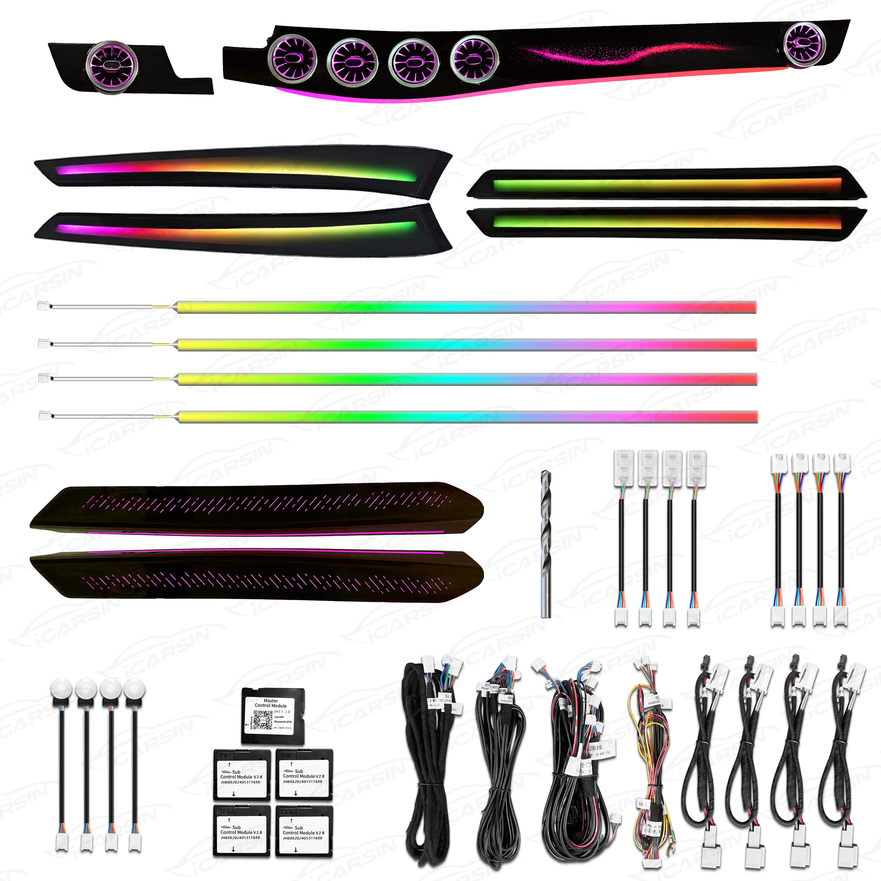 

ICarsin Upgrade 256 Colors LED Car Interior Ambient Light for Mercedes Benz E Class W212 2010-2015 Strip Accessories Decoration