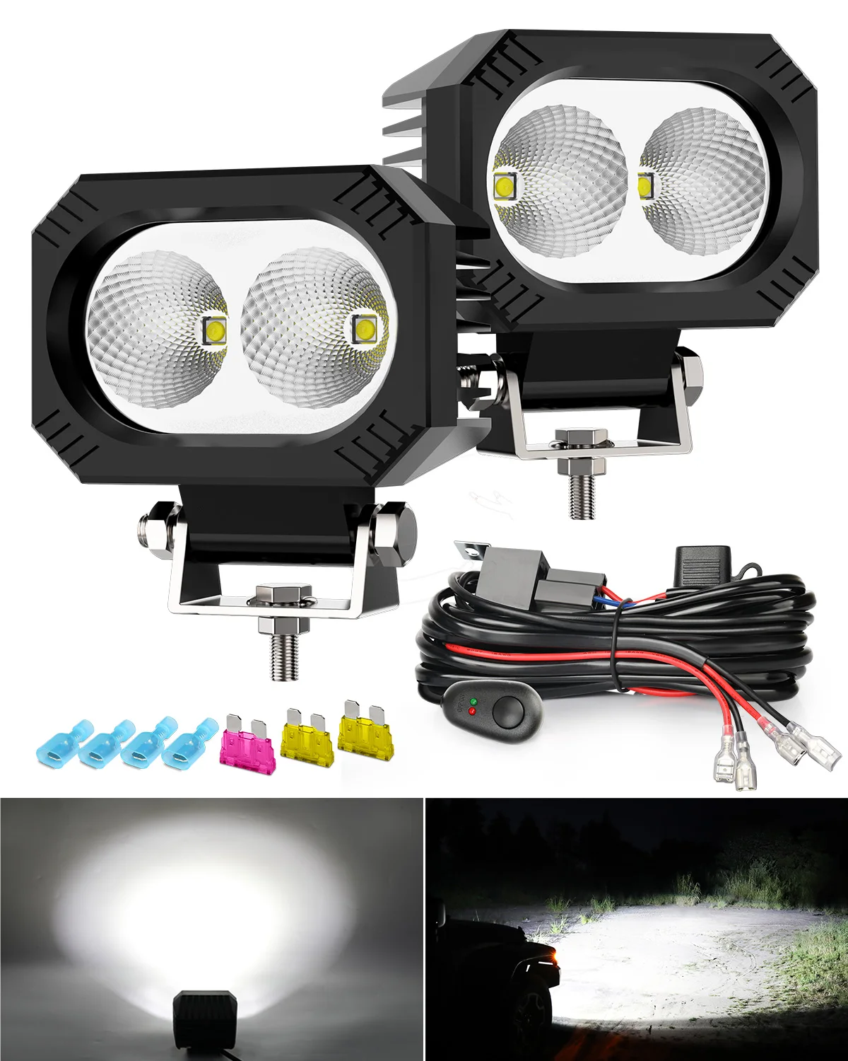 4inch LED Work Spotlights 4x4 Off Road Pods LED Light Bar 60W Pod Lights For Motorcycle Truck Jeep Boat Fog Lights Headlight 12v
