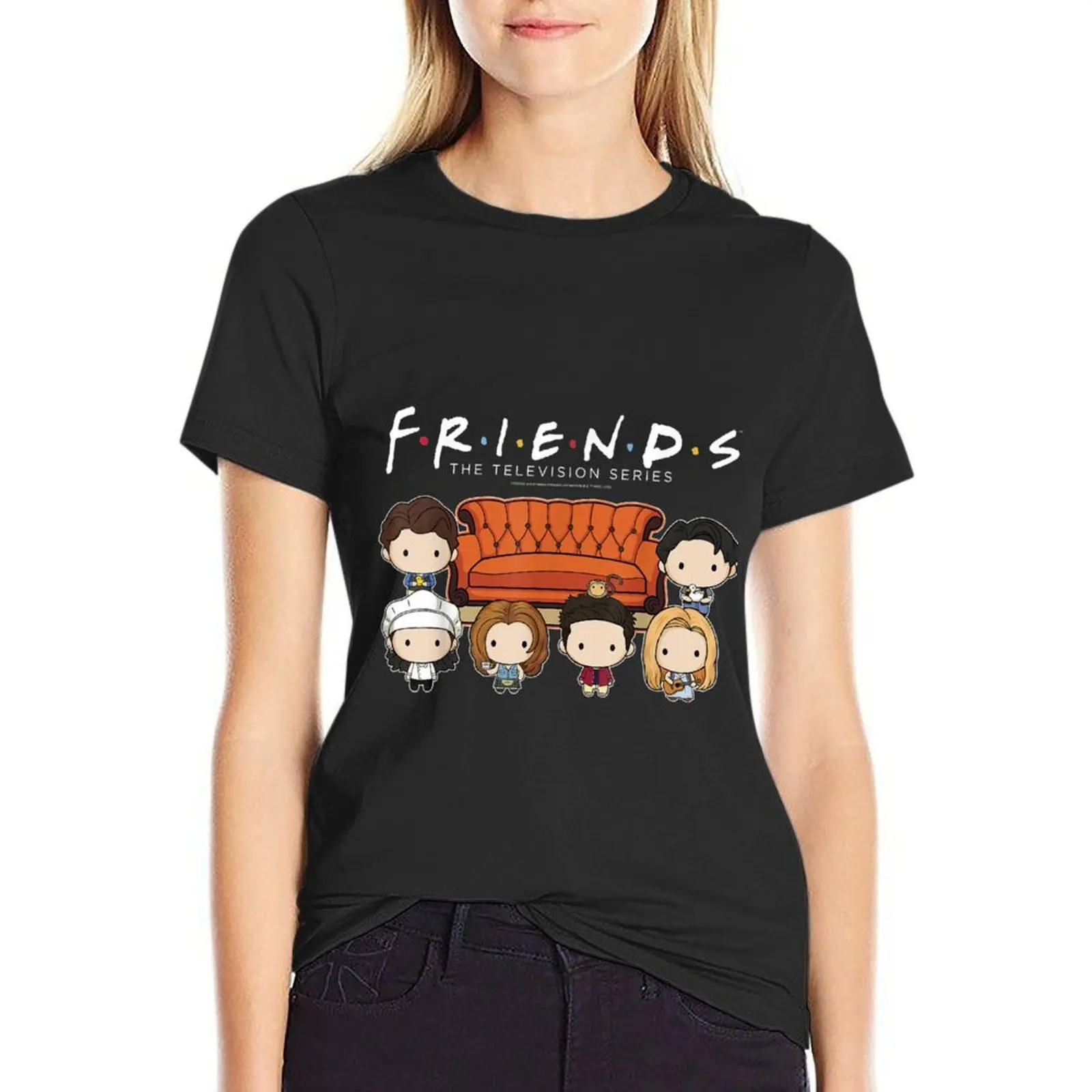 Friends Chibi Couch Crew Logo T-Shirt female Blouse cute tops tops t-shirts for Women pack