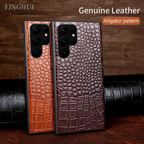 Funda de cuero genuino para Samsung Galaxy S22 Ultra S23 S21 S20 FE S10 Plus Note 20 10 A53 A51 A52 5G A72 A71