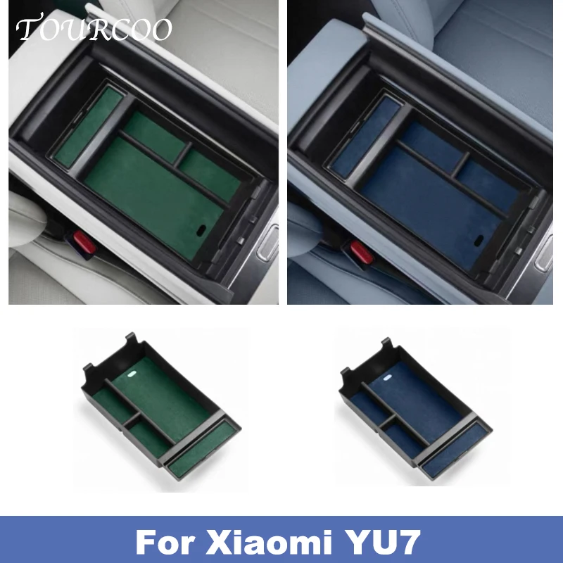 

For Xiaomi YU7 2025 2026 Central Control Armrest Box Suede Storage Box Alcantara Interior Accessories