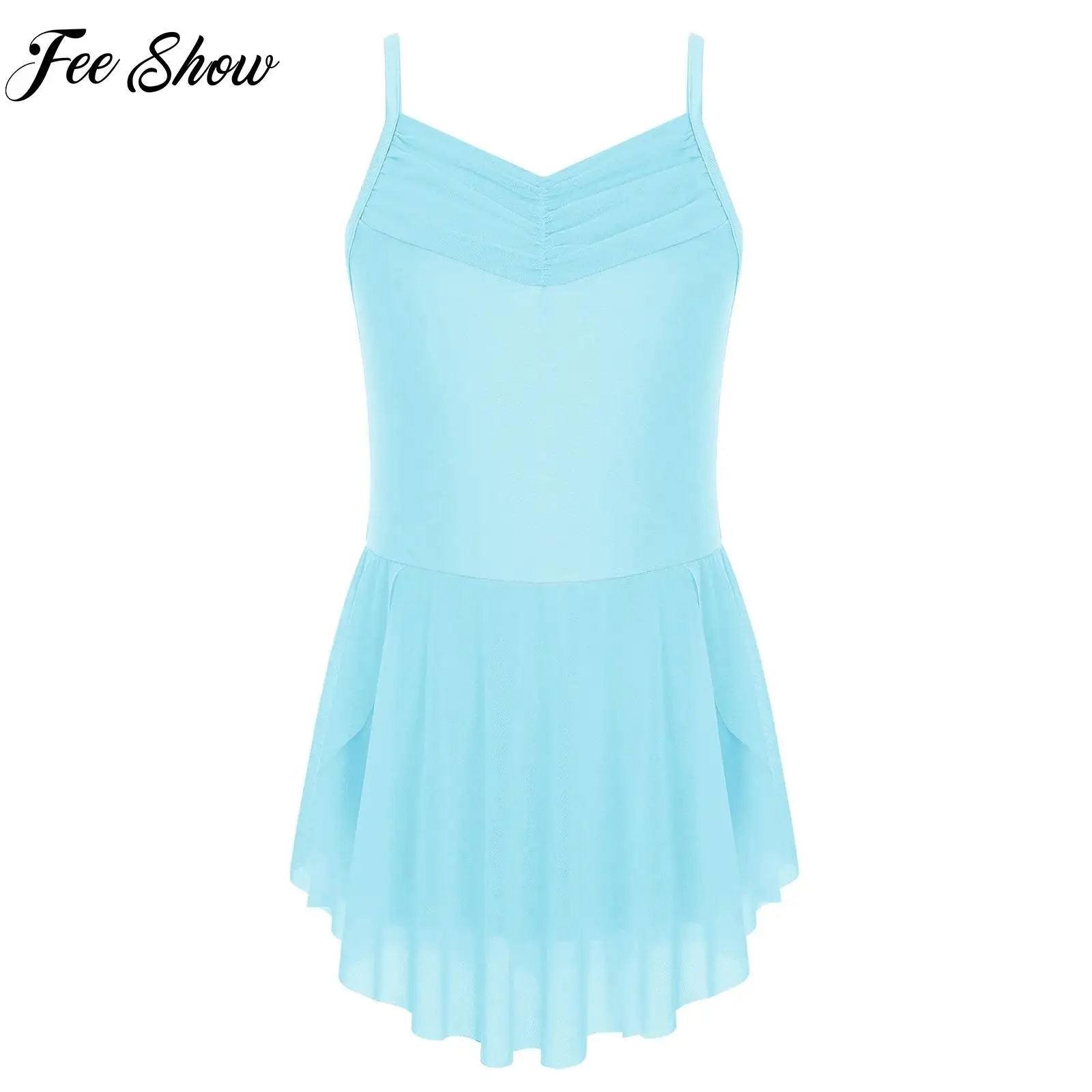 

Girls Ballet Gymnastics Leotard Dress for Kids Built-in Briefs Dance Dress Practice Performance Costume Figure Skating Dancewear