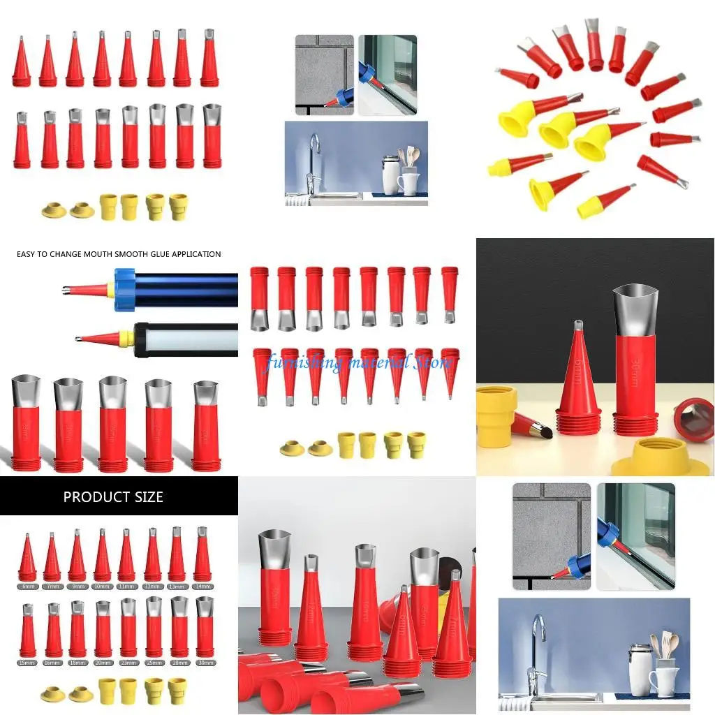 

Y5GD Caulking Tool Set with 6/7/9/10/11/12/13/14/15/16/18/20/23/25/28/30mm Stainless Steel Sealing Nozzles for Sealing Tasks