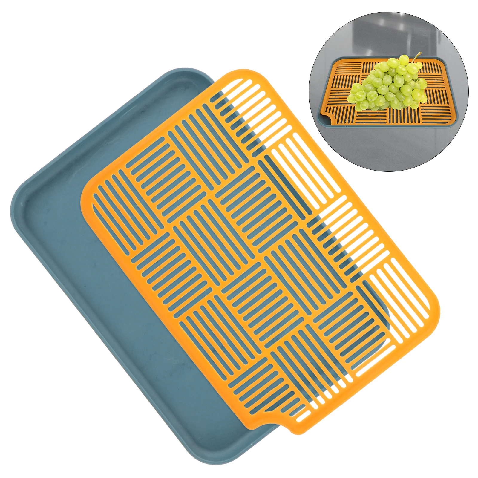

Dual-Layer Drainage Tray Kitchen Fruit Rack Large Vegetable Drying Stand Non-Slip Dish Drainer Reusable Storage Plate For