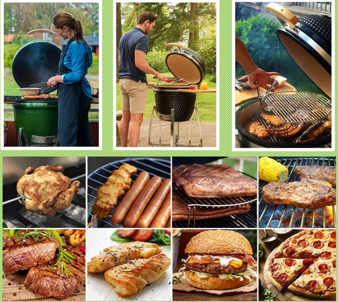 المعدات التجارية شواية خارجية صغيرة آلة شواء محمولة 14 بوصة شكل بيضة سيراميك التخييم موقد الشواء شواية صغيرة