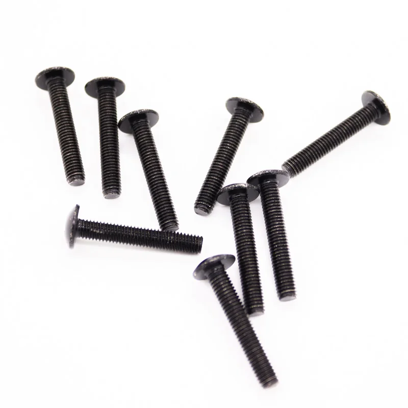 5/50pcs JISB1111T M3 M4 M5 M6 Black 304 Stainless Steel Cross Recessed Phillips Truss Head Large Flat Round Head Screw Bolt