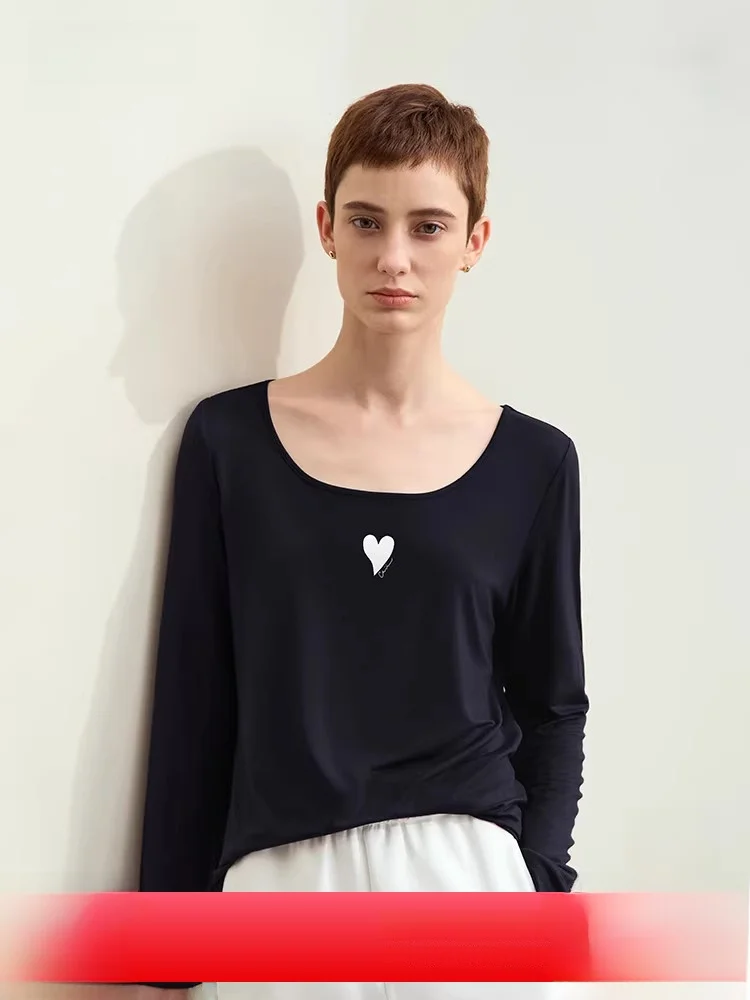 

Новая весенняя повседневная футболка из хлопка с длинным рукавом и принтом «Любовь», базовая модель для женщин, удобная, дышащая, весенняя мода