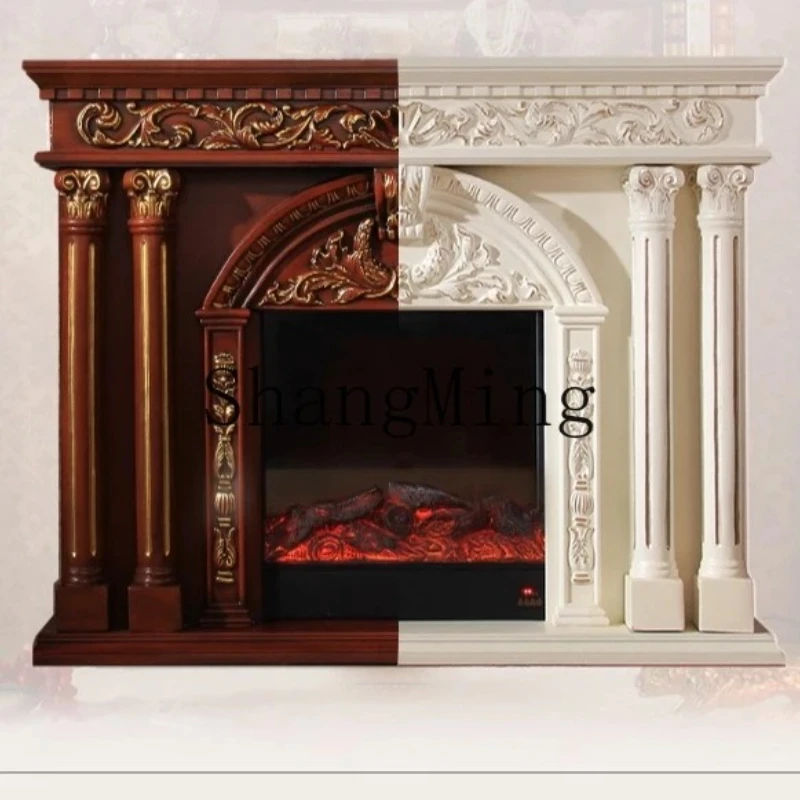 

SM advanced sense retro fireplace decorative cabinet simulation fire wall TV cabinet living room solid wood electric fireplace