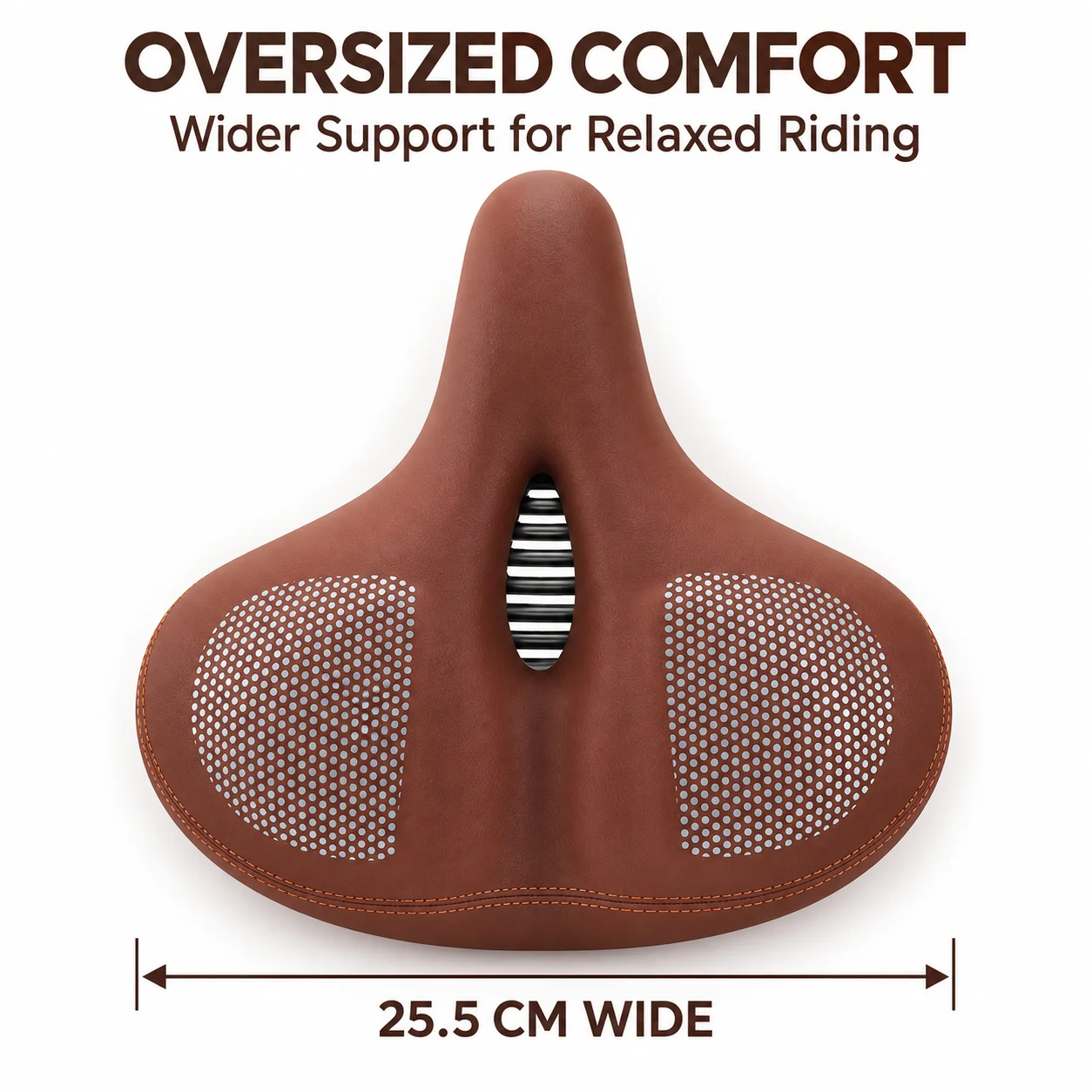 Oversized Comfort Bike Seat with Dual Spring Suspension for Cruiser Exercise Bike and City Bicycle