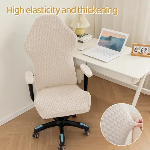 New Taff Velvet Gaming Chair Cover Soft Elasticity Spandex Armchair Slipcovers Computer Seat Chair Covers Stretch Rotating Lift