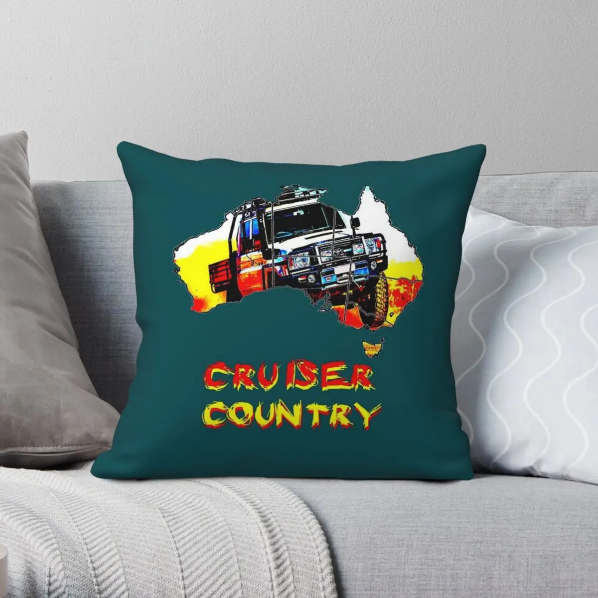 Australian 79 Cruiser Country Square Pillowcase Polyester Linen Velvet Printed Zip Decor Bed Cushion Cover 45x45