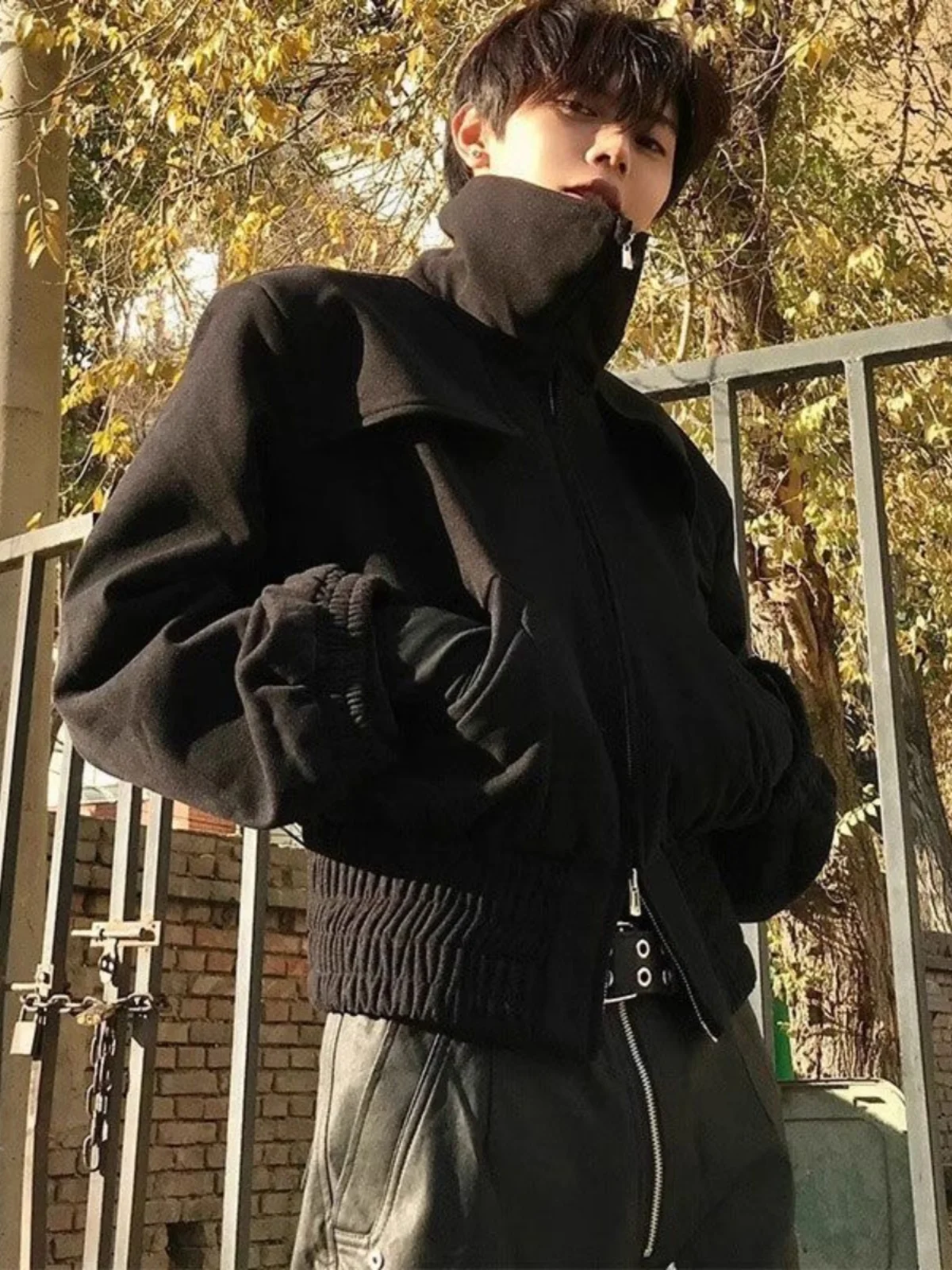 

Мужская куртка Cleanfit с утеплением на плечах, высоким воротником, в американском стиле, бейсбольная куртка, весенне-осенняя куртка-пилот, свободный крой, тренд...