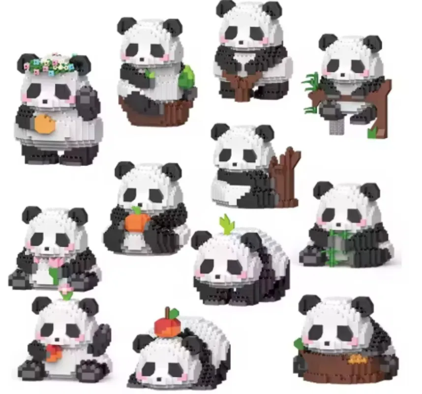 

Строительные блоки с милой маленькой пандой, совместимые с мультяшными куклами LEGO, строительные блоки из микрочастиц и детские игрушки