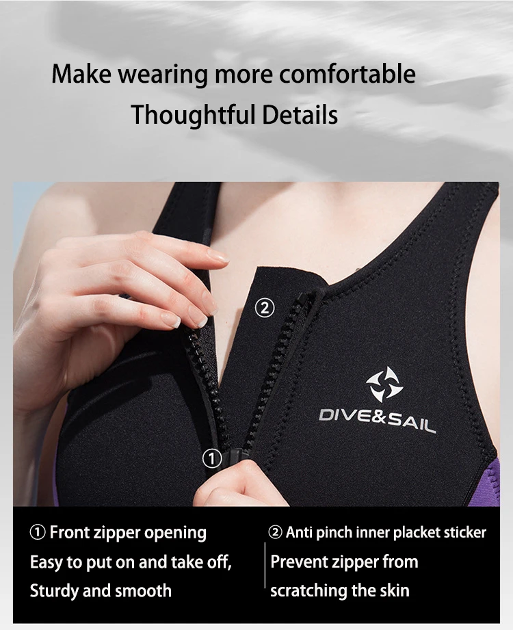 2 mm Neopren-Weste, Neoprenanzüge, einteiliger Neoprenanzug, Reißverschluss vorne, ärmellos, Shorty-Tauchanzug für Herren und Damen, Schnorcheln, Surfen, Badeanzüge – Detail 24