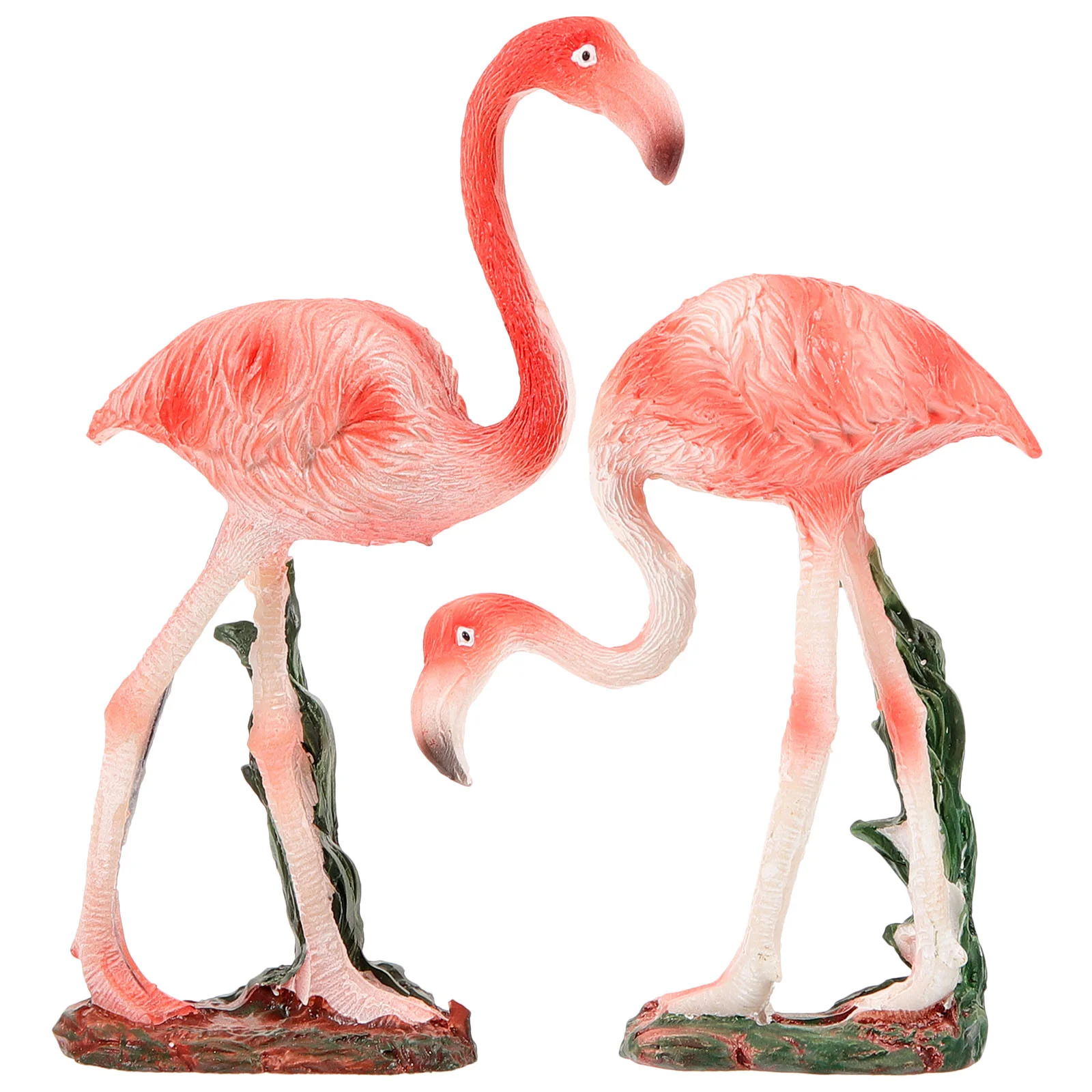 2 Pcs Flamingo Ornament Gardening Decoration Adorable Yard Animal Sculpture Simulated Resin Model Adornments