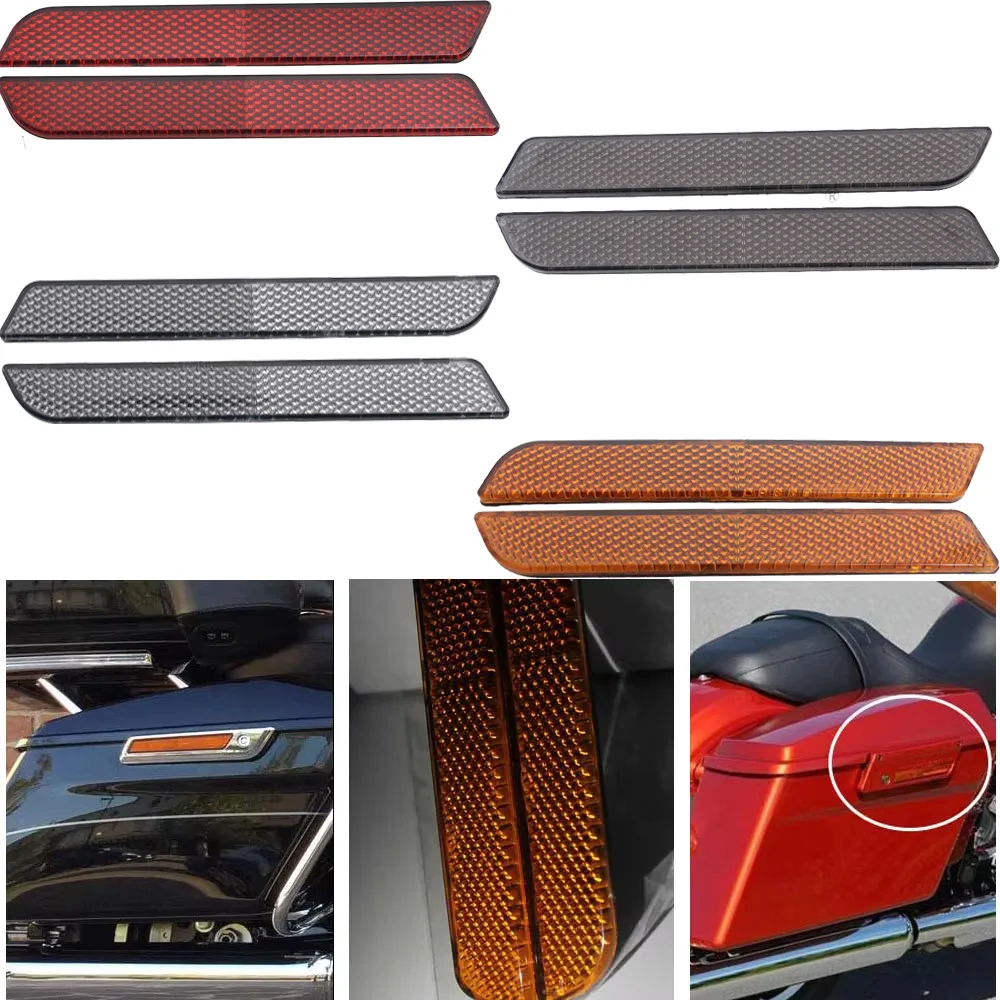1 Pair Saddlebags Latch Cover Reflectors With Adhesive For Harley Davidson Touring Softail Hard Saddlebags Smoke/Red/Clear/Amber