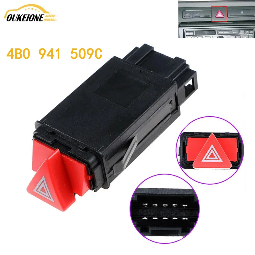 for Audi A6 4B0941509D 4B0941509C 10Pins Emergency Hazard Warning Light Flasher Switch Turn Signal Relay Control Switch